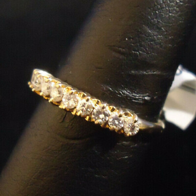 #ad RI5 14K Yellow Gold Band with 10 Diamond .10CTW 2.0g Size 7 3.2mm