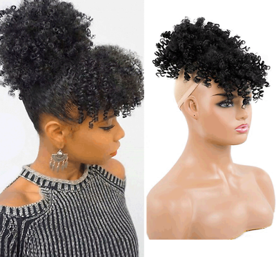 #ad Short Afro Kinky Curly Ponytail High Puff Drawstring Hair Extensions