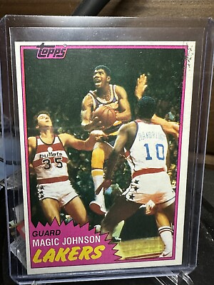 #ad MAGIC JOHNSON 2ND YEAR CARD 1981 82 TOPPS #21 LAKERS
