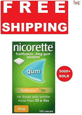 #ad Nicorette FRUIT FUSION Stop Smoking Aid Chewing Gum 4mg 105Pieces FRUITFUSION