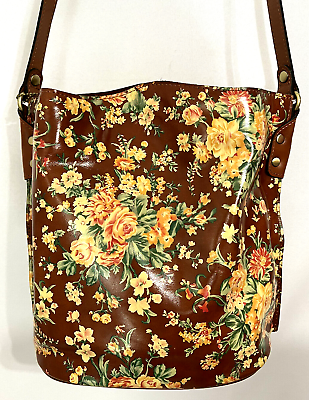 #ad Patricia Nash Lavello Leather Crossbody Bucket Bag Vintage Botanical Garden NWT