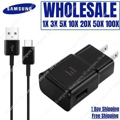 #ad 100X Bulk Lot USB C Cable Fast Power Adapter For Samsung Andorid Wall Charger