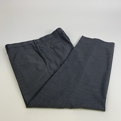 #ad CREMIEUX Modern Fit Travel Smart Wool Blend Flat Front Dress Pants Gray 36R