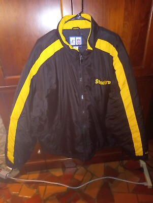 #ad Pittsburgh Steelers Zip Up Jacket Extra Large Nylon In amp; Out Polyester Between