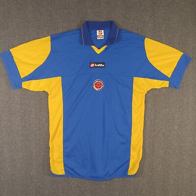 #ad Lotto Colombia Away Soccer Jersey Mens Size Medium Blue Yellow Polyester