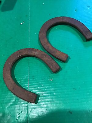 #ad 2 Vintage Forged quot;M Wquot; Regulation 2.5lb Throwing Horseshoes Pitching quot;0quot;
