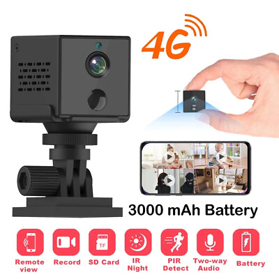 #ad 4G Mini Security Camera SIM Card PIR Motion Nanny Cam Wireless Night Vision DVR