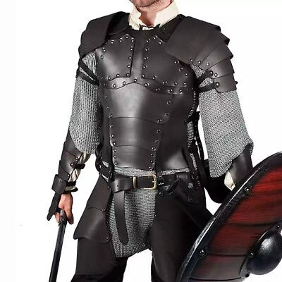 #ad Medieval Viking Leather Costume Body Shoulder Armor Set Greek Cosplay Larp