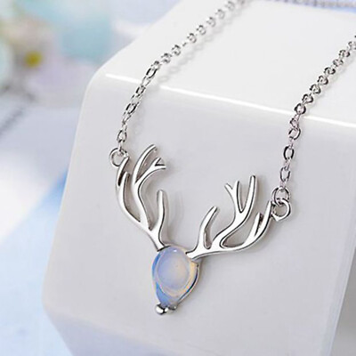 #ad Women Elegant Necklace Elk and Antler Shape Necklaces for Trendy