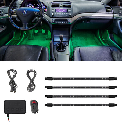 #ad LEDGlow 4pc Green Neon LED Expandable Interior Footwell Underdash Lighting Kit