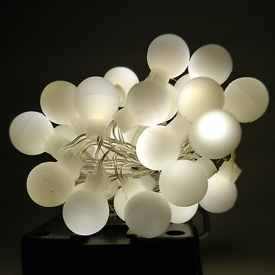 #ad Solar Powered White Ball String Lights 30 LED Warm White 8 Modes