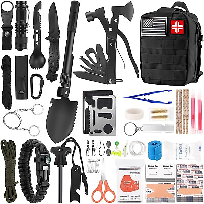 Emergency Survival Kit First Aid Bug out Military Prepper Kit 142Pcs Pick Color $42.95