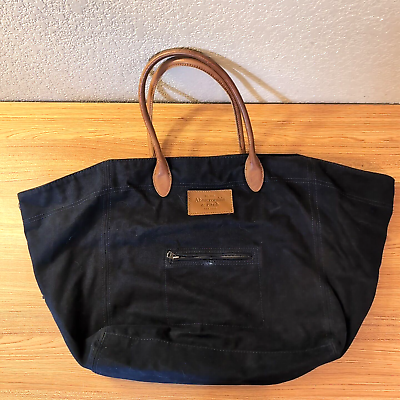 #ad ABERCROMBIE amp; FITCH Black Canvas Large Tote Carryall Purse Bag LOOK