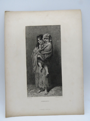 #ad Victorian Era Print “Homeless” by Gustave Dore from etching by J. Saddler