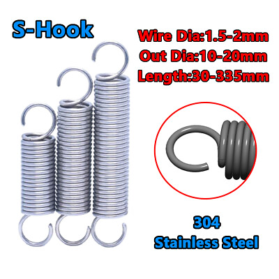 #ad Hook Stainless Spring Expansion Extension Tension Springs Wire Dia 1.5mm to 2mm