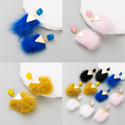 #ad Bohemian style Earrings Alloy women and girls Color Fluffy Ball Eardrops