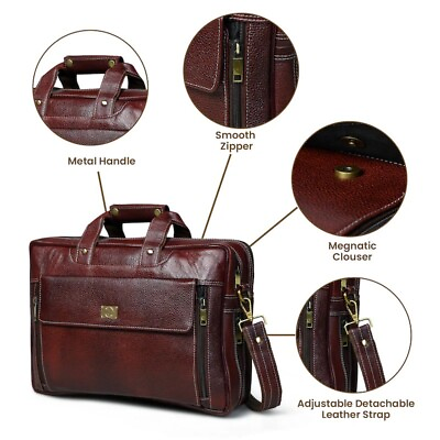 #ad Genuine Leather Laptop Messenger Bag for Men Ideal Office Bag for 14inch Laptops