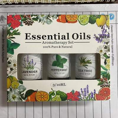 #ad 3pcs Aromatherapy Essential Oil Set 100% Pure Therapeutic Gift Sampler Kit Oils