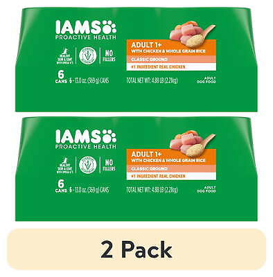 #ad 2 Pack Iams Proactive Health Adult Wet Dog Food Ground 6 Pack of 13 Oz. Cans