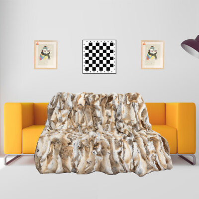 #ad Luxury Soft Real Rabbit Fur Throw Warm Large Sofa Bedspread Blanket 55x63#x27;#x27;