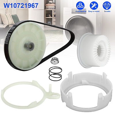 #ad W10721967 Washer Pulley Clutch Kit amp; W10006384 Washing Drive Belt for Whirlpool