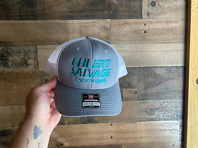 #ad Ehlert Salvage Snapback Hat NEW Adult Mens Trucker Cap Gray Teal White Name Dad