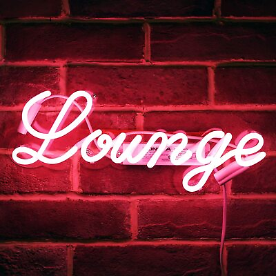 #ad Lounge Acrylic Neon Lamp Sign 14quot;x6quot; Light Handmade Glass Hanging Decor EX