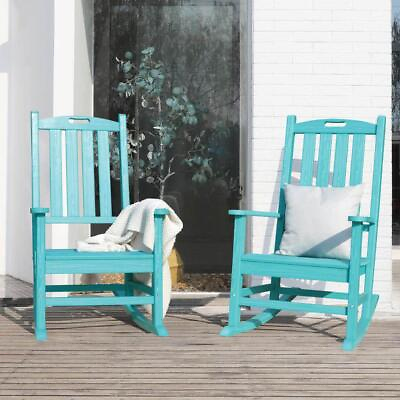 #ad VEIKOUS Rocking Chair Set 2 Pcs Plastic Outdoor Blue