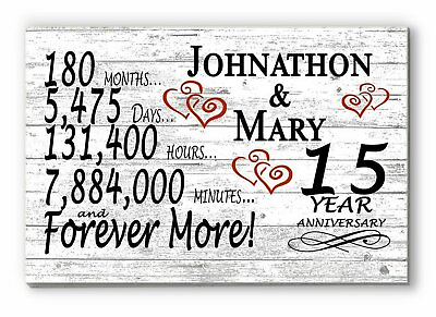 #ad 15 Year Anniversary Gift Sign Personalized 15th Wedding Anniversary Present