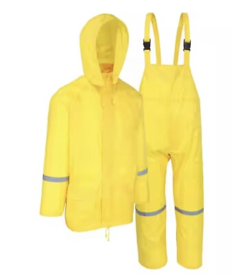 #ad NEW Piece Rain Suit With Reflective Tape And Adjustable Shoulder Strap Large