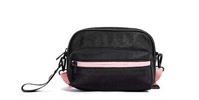 LIKE DREAMS Kindness keychain nylon women#x27;s crossbody bag Black Pink trim $35.00