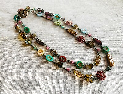 #ad Multi Color Crochet Necklace Lariat Bead Necklace Boho Multi Wrap Bracelet Yevga