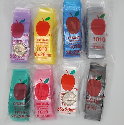 #ad Original Apple Brand Baggies 1quot;X1quot; 1010 Mini Zip 1000 Per Bundle Mix COLORS