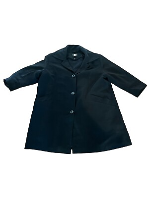 #ad Gallery Women Plus Sz 1X Black Car Swing Coat Jacket W removable Liner