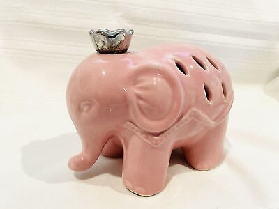 #ad Pink Elephant with a Small Cute Crown with inside Potpourri L 6” H 4 3 4”
