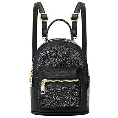 #ad Women Girl Bling Mini Backpack Convertible Shoulder Cross Bags Purse Black