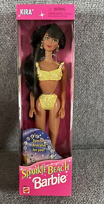 #ad Barbie Sparkle Beach Kira Doll #14351 Vtg 1995 Mattel Sparkly Bracelet NRFB