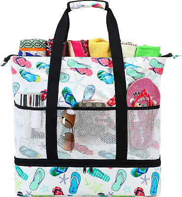 #ad Beach Bag with Cooler Waterproof Beach Bags for Women Large Sandproof Beach Tote