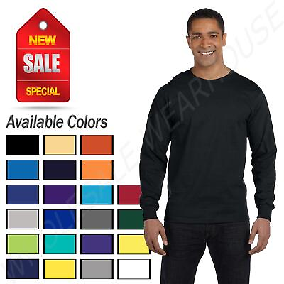 #ad Hanes Men#x27;s ComfortSoft Essential T 100% Cotton Long Sleeve S 3XL T Shirt R5286