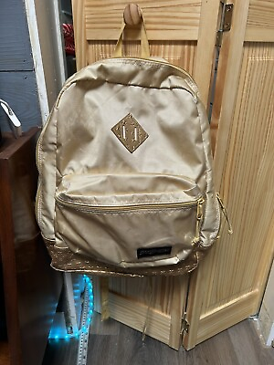 #ad Jansport GOLD Bookbag School BACKPACK 2 Compartments Nice Condition. Stars