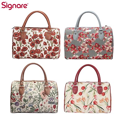 #ad Small Travel Bag Tapestry Floral Design by Signare Tapestry