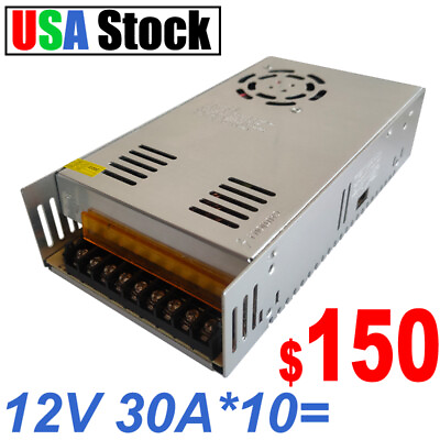 #ad 12V 30A DC Amp Switching Power Supply Adapter for LED Strip Light AC 110V 220V