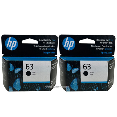 #ad 2 Black HP 63 Ink Cartridges New Genuine
