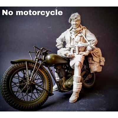 #ad 1 9 Resin Figure Model Ww2 British Soldier no Motorcycle unassembled Unpainted