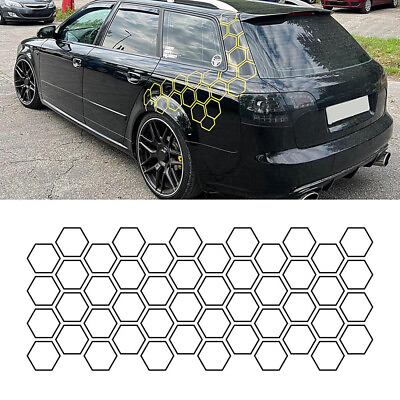 #ad Car Body Waist Line Sticker Honeycomb Graphic Decor Hexagon Decal Accessories