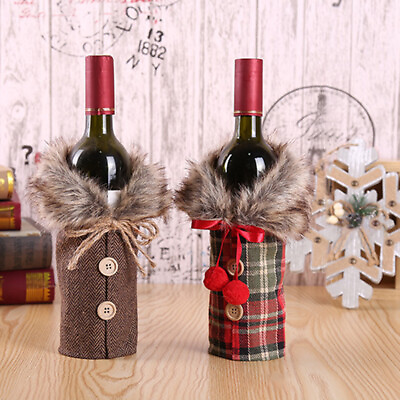 #ad New Christmas bow wine set wine Christmas set dress restaurant decoration props