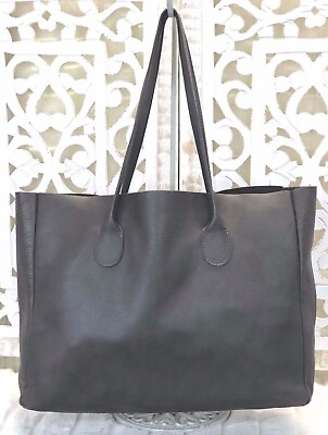 #ad MORELLE Elephant Gray Soft Leather Large Tote Shopper Carryall Handbag
