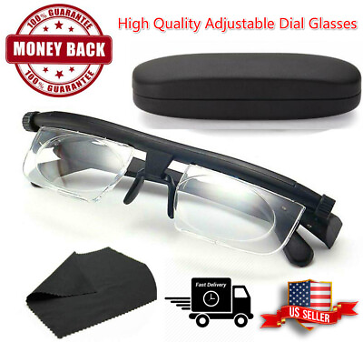#ad Dial Adjustable Glasses Variable Focus Instant Reading Distance Vision Eyeglass