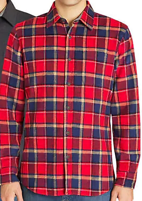 #ad Lee Men#x27;s Thick Flannel Shirt Jacket Bonded With Thermal Lining Cabernet LARGE