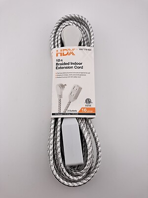 #ad Extension Power Cord Indoor 16 Gauge 3 Electrical Outlets 13 Amp White Pattern